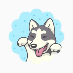 卡通手绘吐舌头的哈士奇