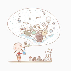 节约用水小女孩插画