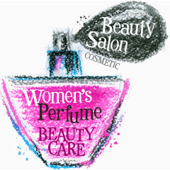 卡通手绘水彩香水瓶子