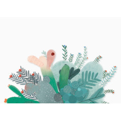 手绘可爱风草丛素材