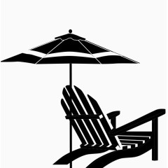 卡通手绘太阳伞下的椅子