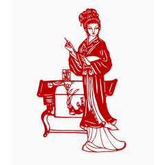 美女剪纸