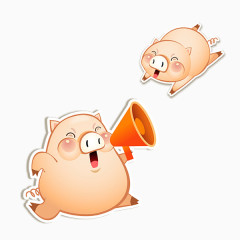 手绘卡通奔跑猪