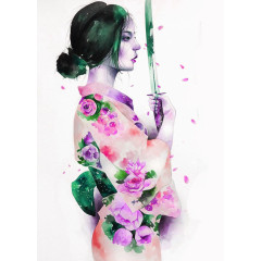风格插画美女