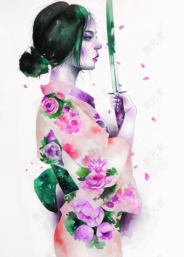 风格插画美女