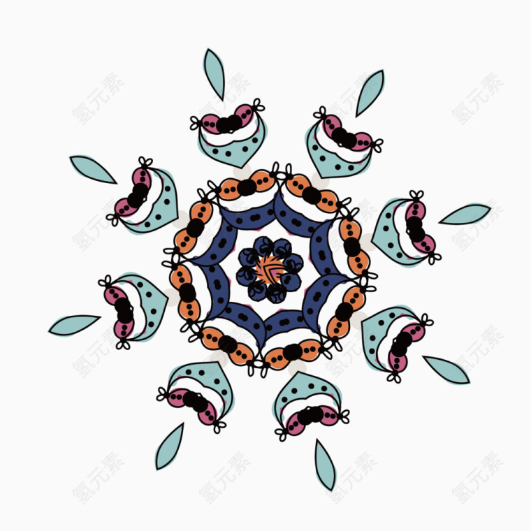 圆形彩色花纹