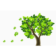 树和飘落的叶子