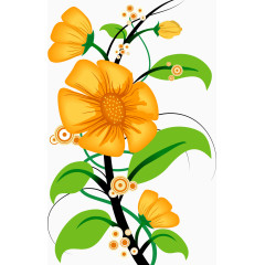 卡通时尚黄色花植物