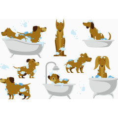 矢量图狗狗洗澡