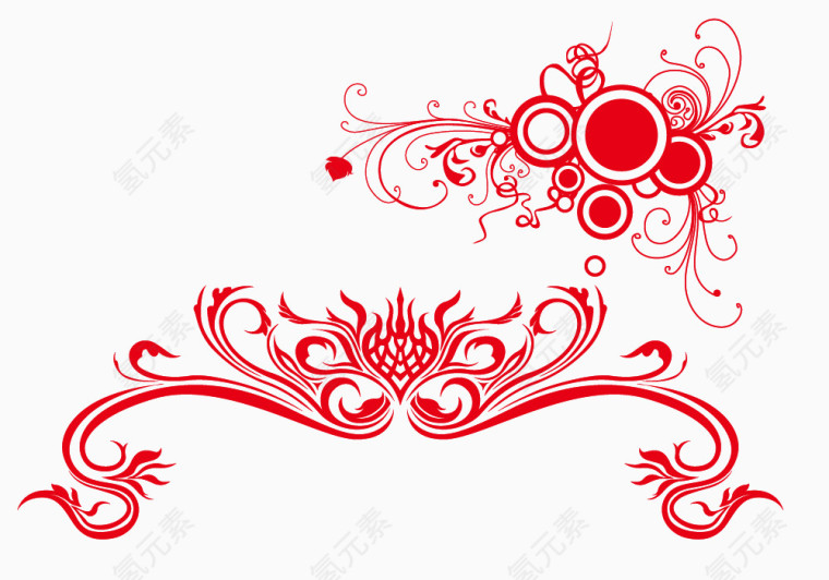 红色花纹边框
