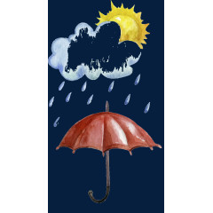 水彩绘雨伞