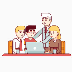 卡通手绘工作讨论人物形象