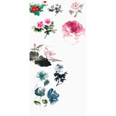 彩绘鲜花效果元素