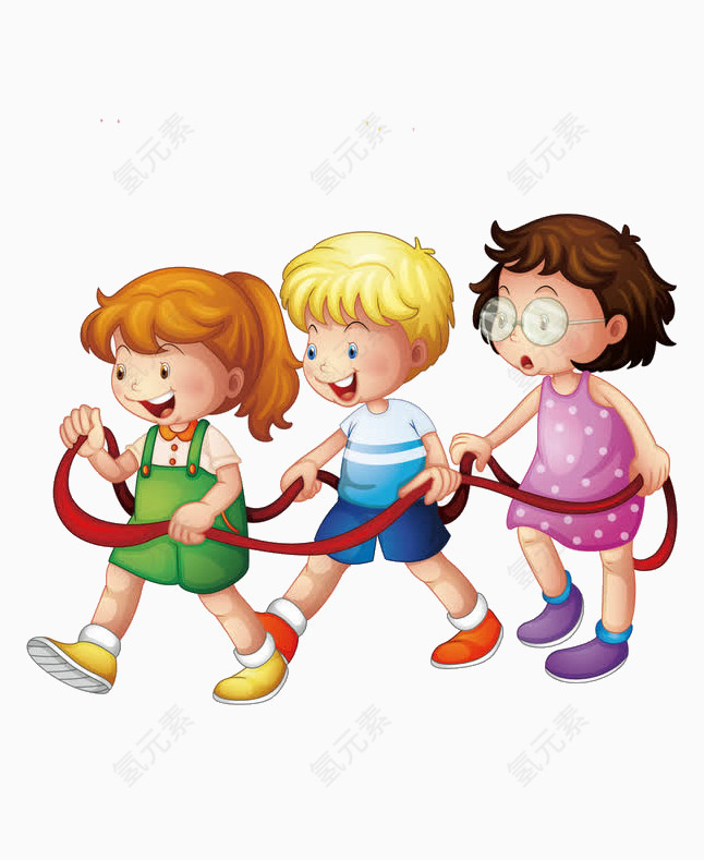 三个玩耍小孩