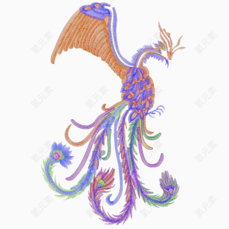 彩色凤凰剪纸