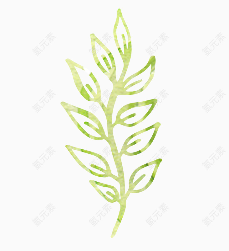 黄色手绘花纹树叶