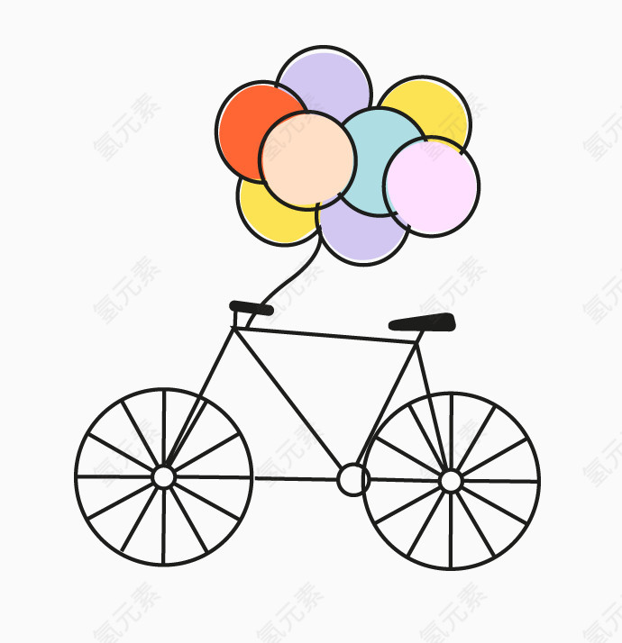 清新简笔画卡通自行车