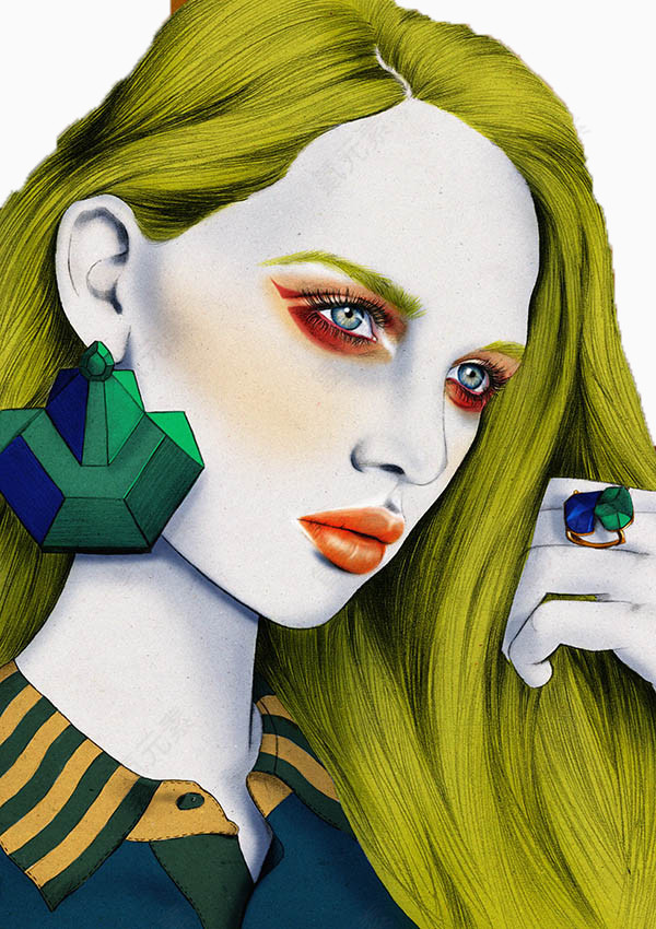手绘插画美女