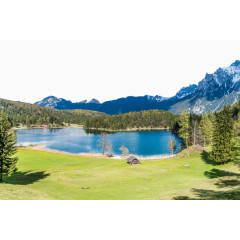 唯美雪山湖泊景色