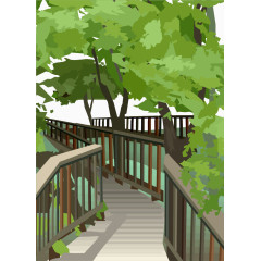 矢量手绘木桥