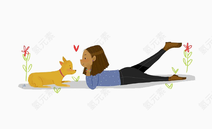 小狗和女孩元素