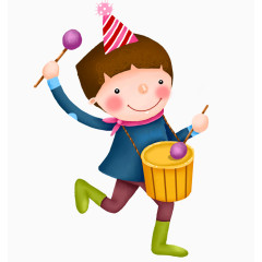 卡通打鼓小男孩