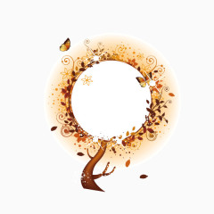 文案背景元素 花纹 秋叶  树木 蝴蝶 秋天