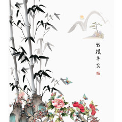 端午节效果元素水墨翠竹写意