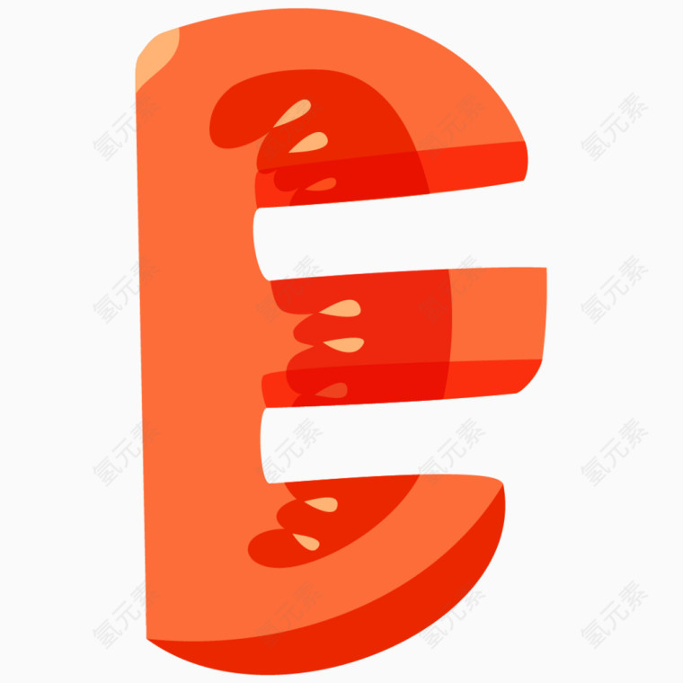 卡通蔬菜水果字母E 