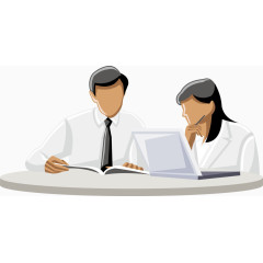 工作讨论商务卡通人物png素材