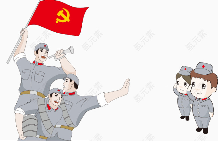 手绘国徽英雄人物