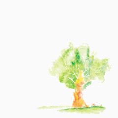 绿色植物手绘创意大树图片素材