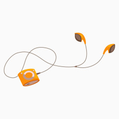 卡通手绘黄色音响耳机