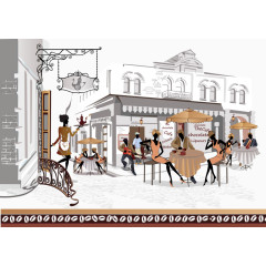 矢量街头咖啡厅