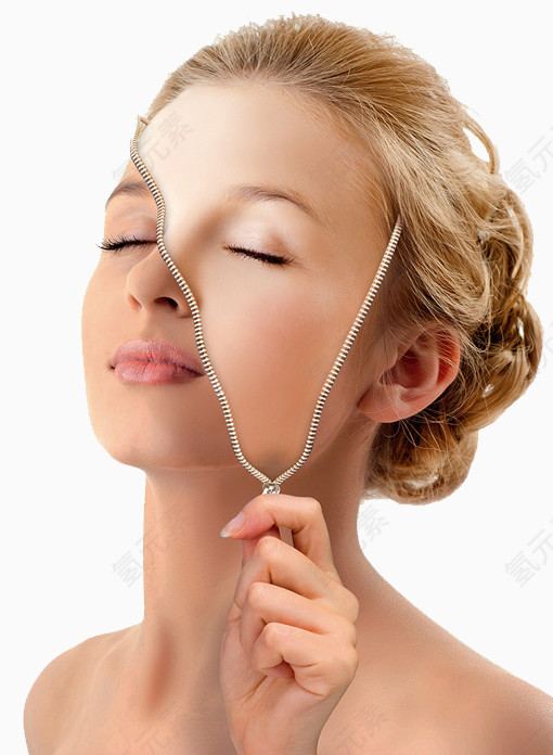 拉链美女