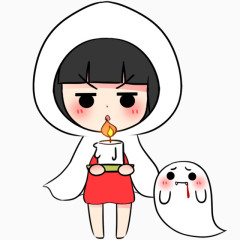 卡通女孩讲鬼故事