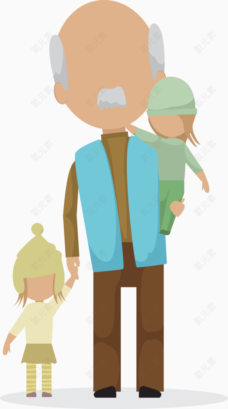 扁平化老年生活场景矢量