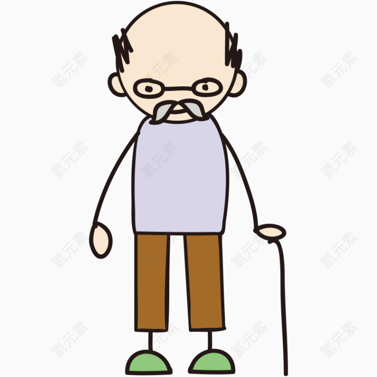 简笔画儿童手绘家人素材爷爷