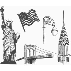 矢量手绘美国