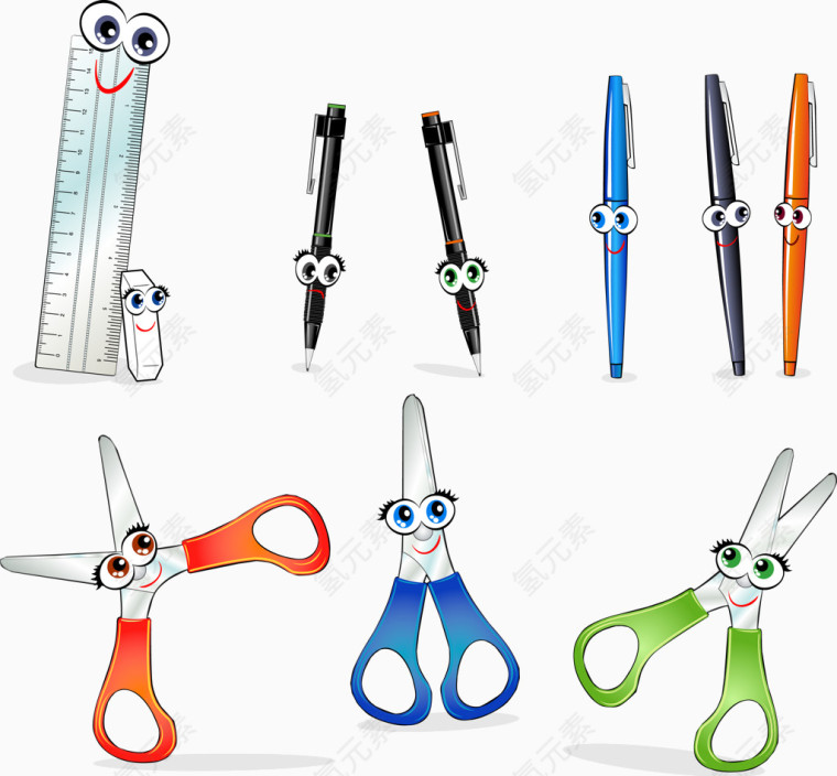 卡通尺子笔剪刀