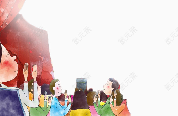 水彩卡通画