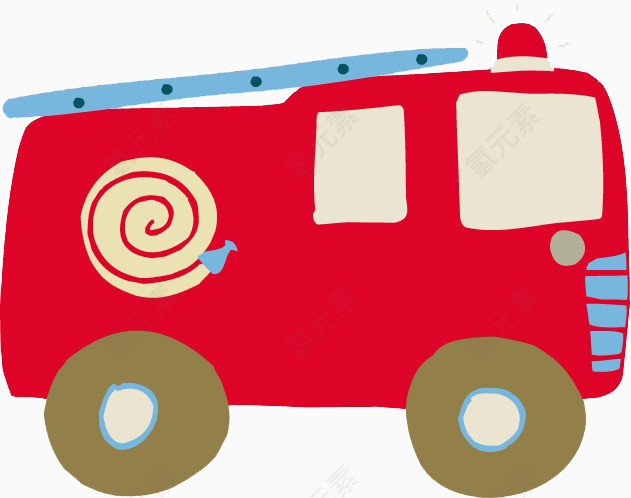 卡通手绘消防车