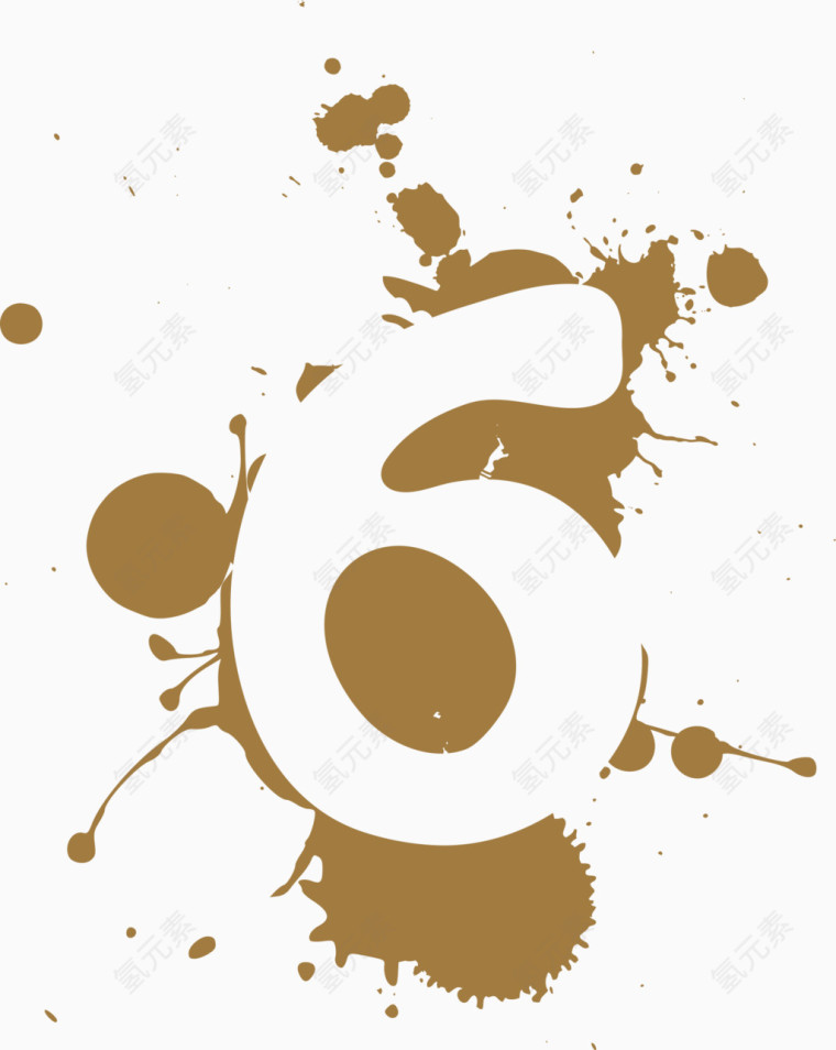  彩墨数字6图形