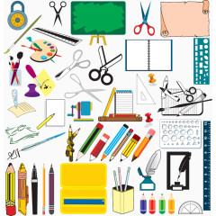 矢量卡通学习用品