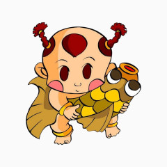 手绘可爱小孩子和小鱼