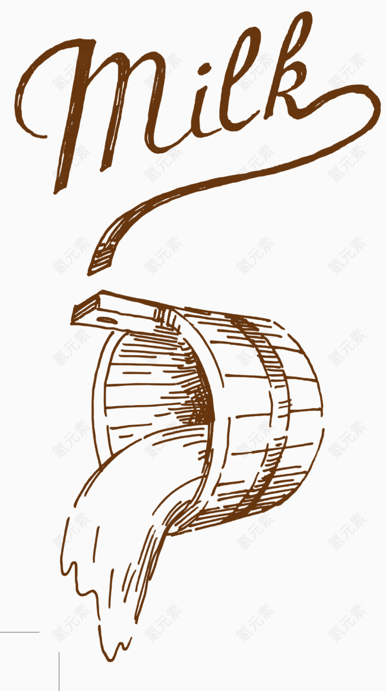 简笔画简约素描木桶