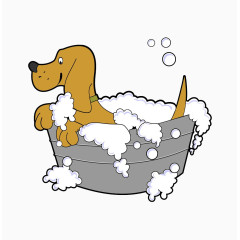 卡通洗澡的小狗