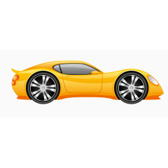卡通黄色跑车 