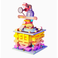 卡通搜索放大镜机器人图案