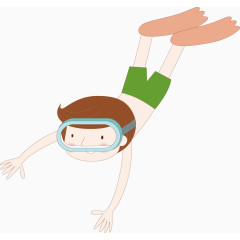 潜水小男孩卡通人物卡通手绘装饰元素